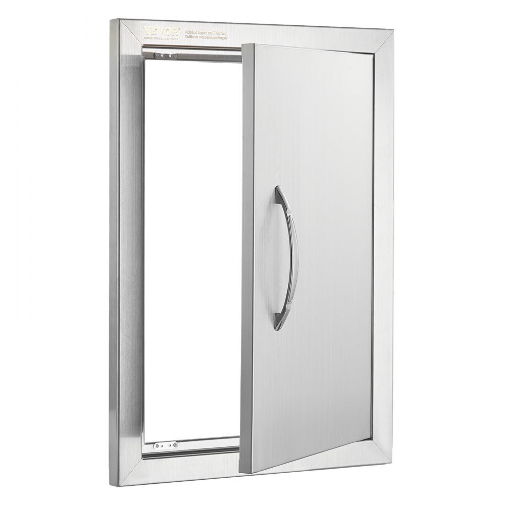 Grill-Zugangstür, 355 x 508 mm, einzelne Außenküchentür, bündig montierte Edelstahltür, vertikale Wandtür mit Griff, für Grillinsel, Grillstation, Außenschrank