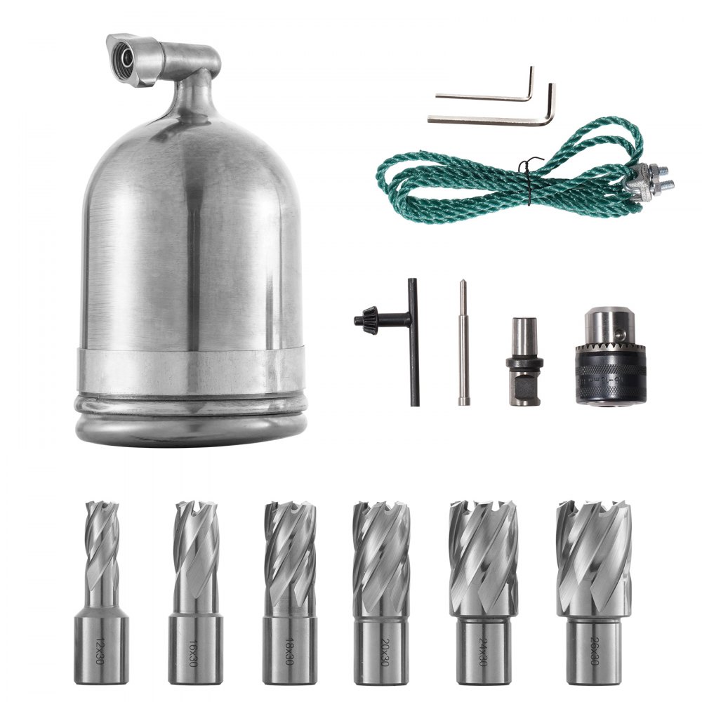 Perceuse magnétique de 1 100 W avec un diamètre de perçage de 40 mm Perceuse magnétique MD40 Système de perceuse magnétique à force magnétique de 12 000 N 670 tr/min avec jeu de 6 fraises annulaires HSS