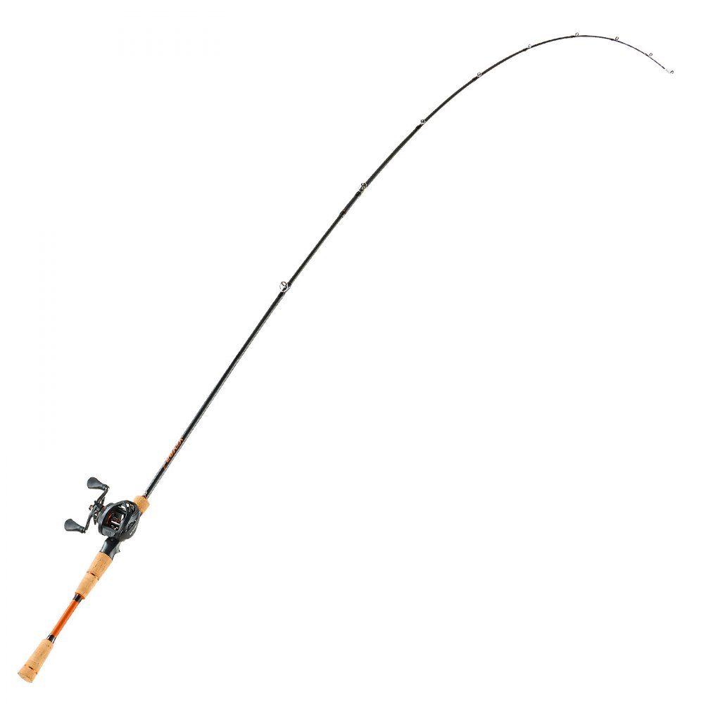 Angelruten- und Angelrollen-Set (Baitcasting), 2,13 m Kohlefaserrute (IM7), Bass-Angelruten-Set mit 7+1 Kugellagern & 7,0:1 Übersetzungsverhältnis & Korkgriff, Angelset für Linkshänder