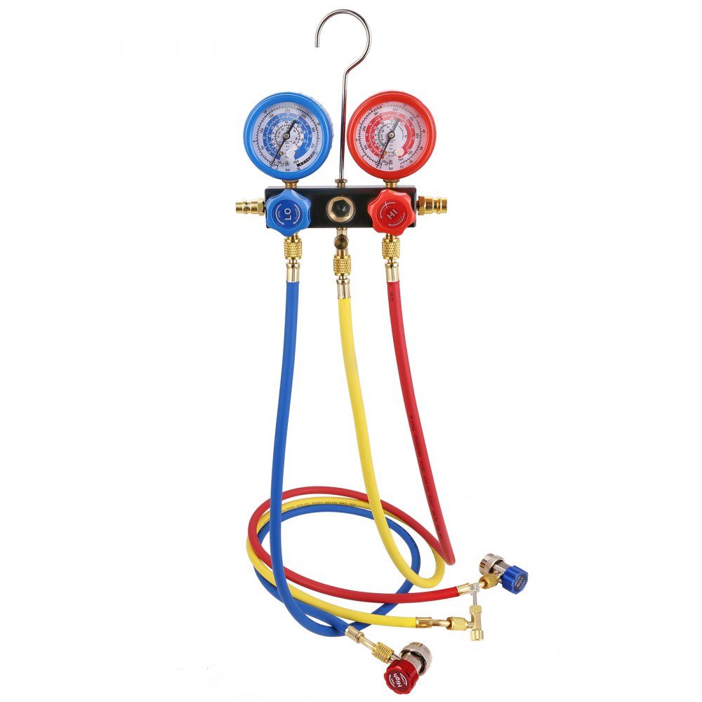 Vakuumpumpe 100 l/min, Vakuumpumpe, 1-stufig, 220 V/50 Hz, 1440 U/min, 800–4000 PSI (55–276 bar), 250 ml Ölkapazität, Vakuumausrüstung, Verteiler, Manometer-Set für Klimaanlagen, Fahrzeugkühlsysteme
