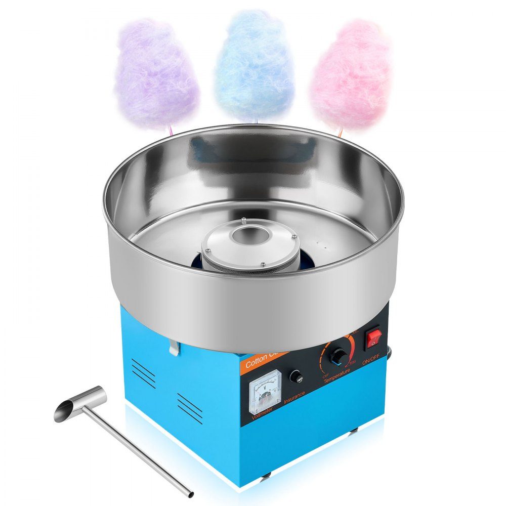 Cotton Candy Machine, 1000W Electric Cotton Candy Machine with 38cm Stainless Steel Bowl and Candy Spoon, Makes Cotton Candy for Home Birthdays, Family Reunions, Blue, 3500RPM
