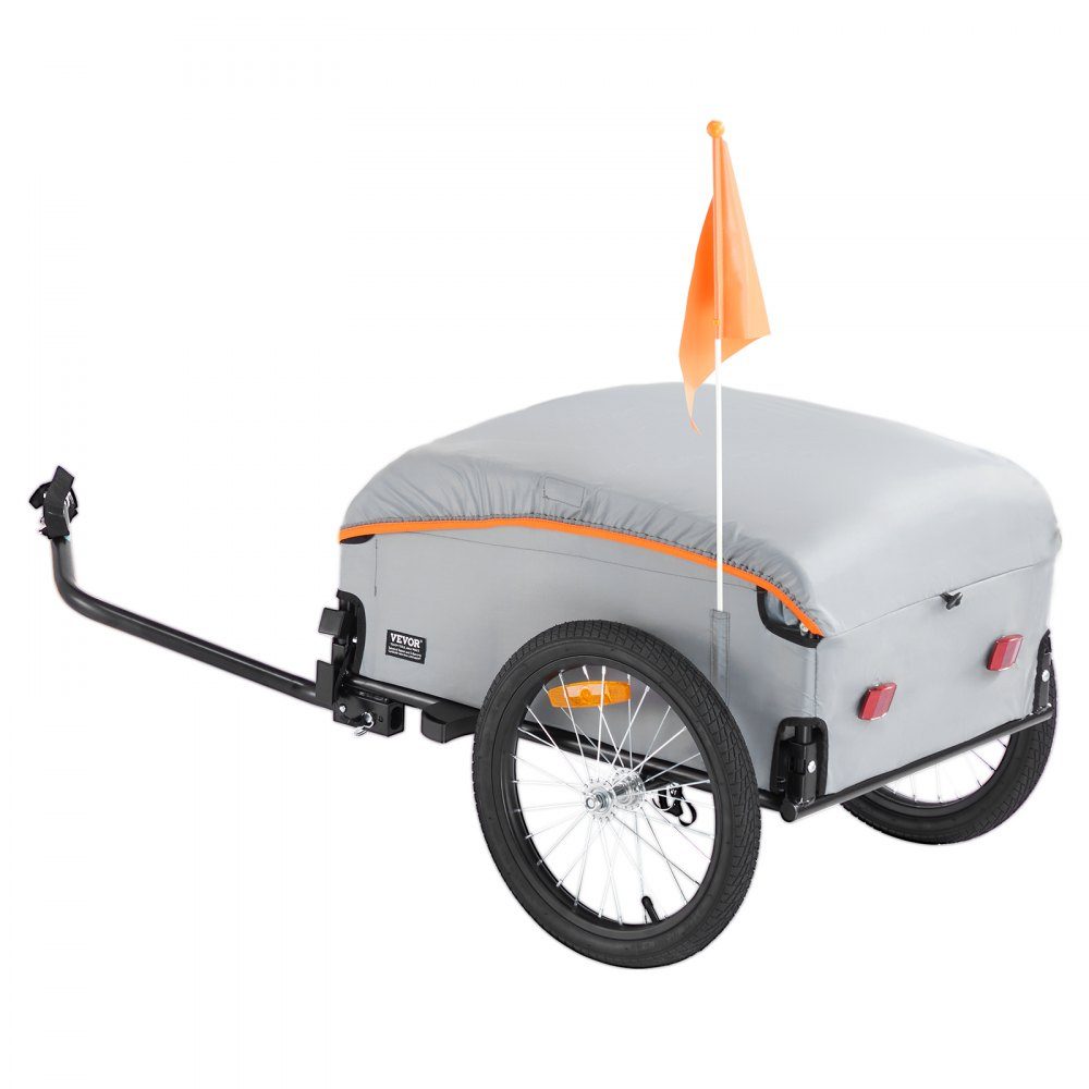 Remorque à vélo 45 kg, remorque cargo 1350 x 630 x 525 mm, remorque de transport, remorque cargo pliable pour vélo, espace de rangement compact avec attelage universel, pour faire du shopping, camper et pique-niquer