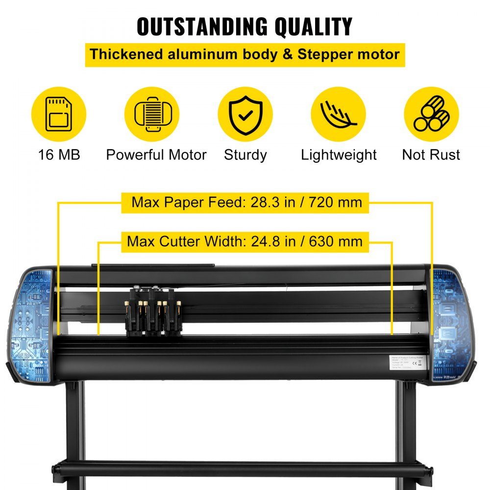 Vinyl Cutting Machine Cutting Plotter 720mm SignMaster Floor Stand Plotter Machine Cutting Speed ​​10-800mm/s Cutting Force 10-500g Stepper Motor Five Vinyl Rolls 16MB 13.5kg