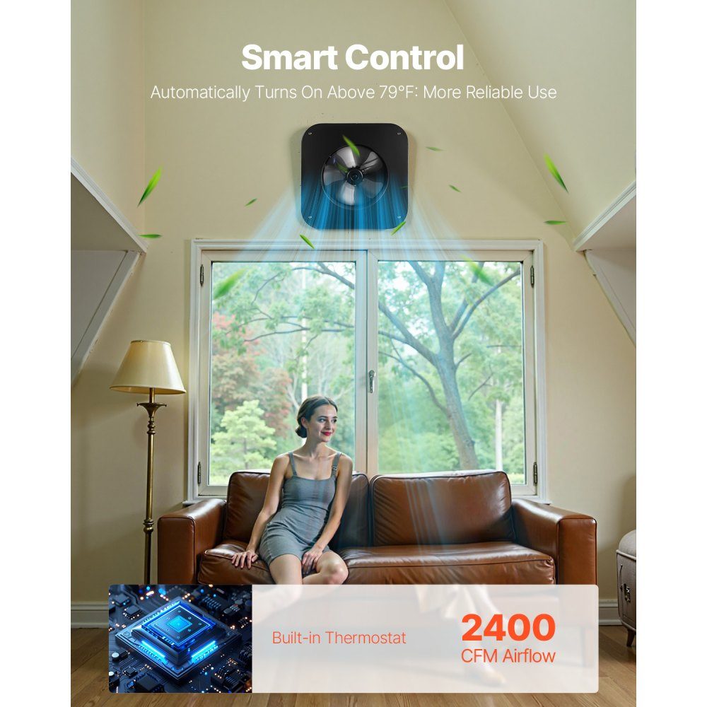 Ventilateur à énergie solaire, ventilateur de toit solaire intelligent 35 W avec thermostat, débit d'air 67960L/min, moteur CC sans balais intégré pour le refroidissement et la déshumidification – Réf. HT-23040