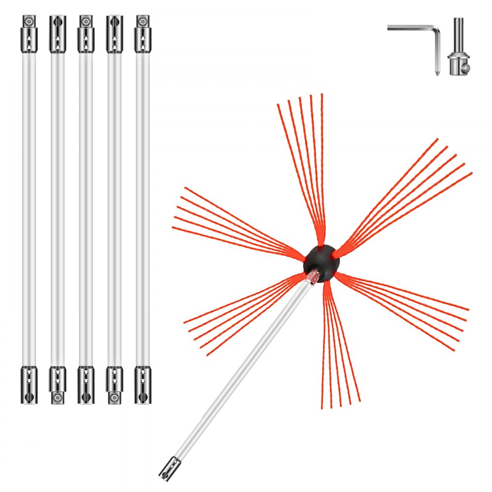 Brosse de cheminée en nylon, brosse de cheminée, pour tuyau de poêle, 6 m, raccords professionnels en acier inoxydable avec tiges en nylon flexibles Brosse de cheminée en nylon, brosse de cheminée, pour tuyau de poêle, 6 m, raccords professionnels en acier inoxydable avec tiges en nylon flexibles