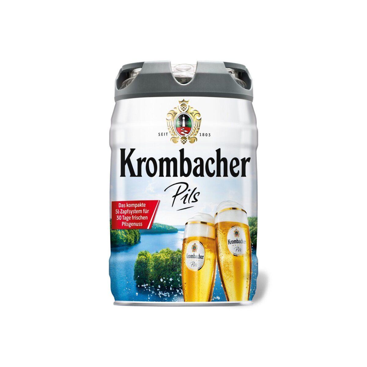 Krombacher Pils 5 liter biervat met tapkraan, statiegeldvrij