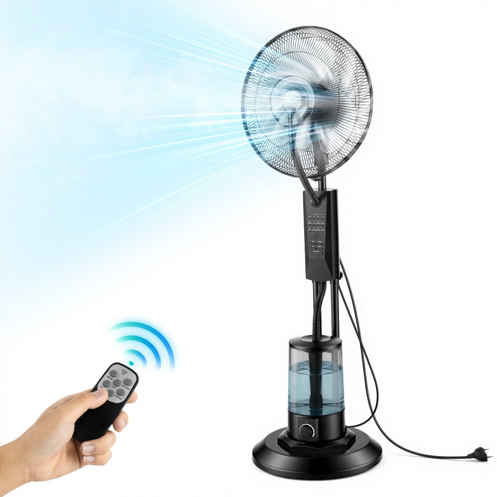 Wentylator stojący z mgłą, wentylator 75 W ze zbiornikiem na wodę o pojemności 3 l, 3 poziomy nawiewu, timer i pilot zdalnego sterowania, nawilżacz z systemem natryskowym do garażu wewnętrznego i zewnętrznego, patio, salonu, 3 tryby Wentylator stojący z mgłą, wentylator 75 W ze zbiornikiem na wodę o pojemności 3 l, 3 poziomy nawiewu, timer i pilot zdalnego sterowania, nawilżacz z systemem natryskowym do garażu wewnętrznego i zewnętrznego, patio, salonu, 3 tryby