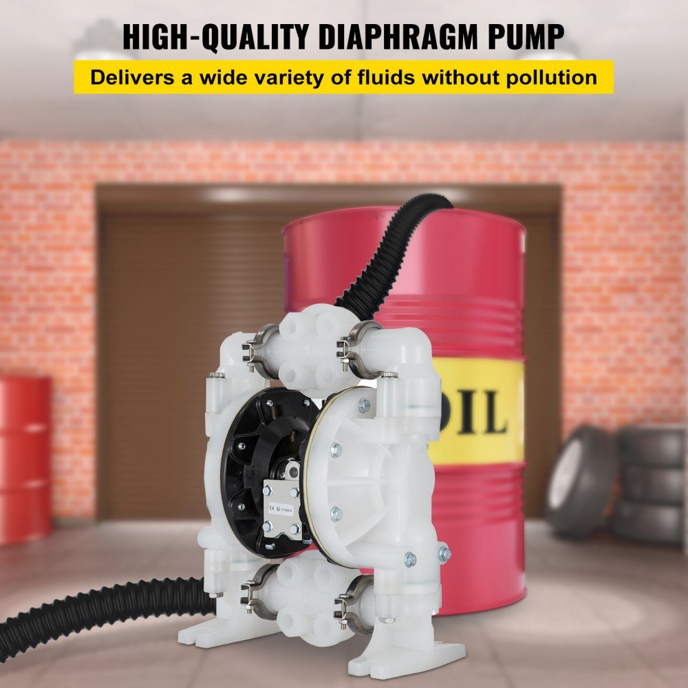 Pneumatyczna pompa z podwójną membraną, wlot/wylot 2,54 cm / 25 mm, polipropylen 136 l/min, max. 7 barów / 100 psi do zastosowań chemicznych i przemysłowych
