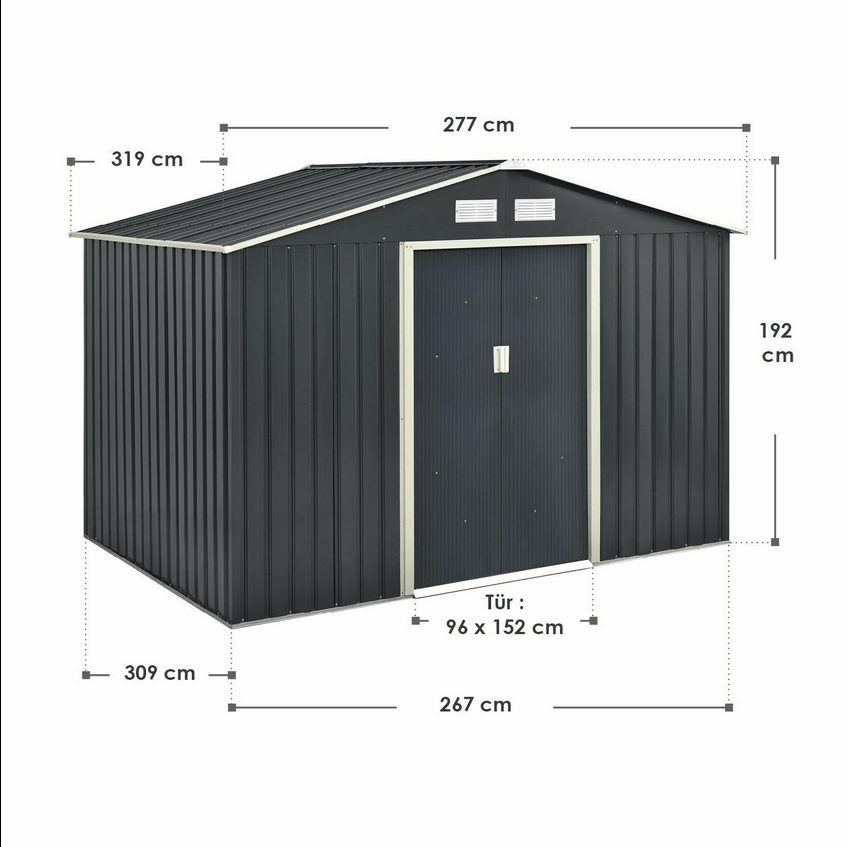Garden shed tool shed metal tool shed with gable roof XXXL
