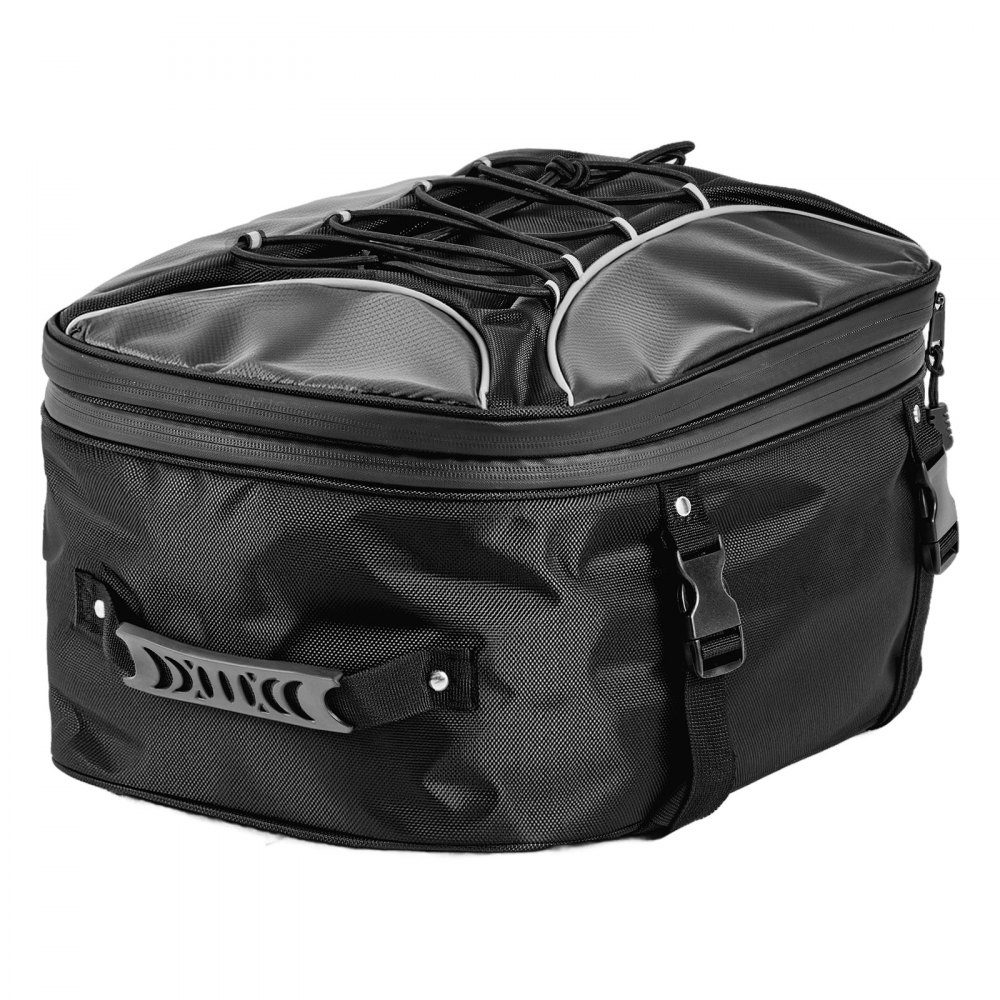 Motorrad-Hecktasche, Rücksitztasche (22–34 l), mit wasserdichtem Regenschutz, Motorrad-Gepäckaufbewahrung, Gepäckträgertasche mit Riemen und Gummiband, Motorradgepäck, Schwarz