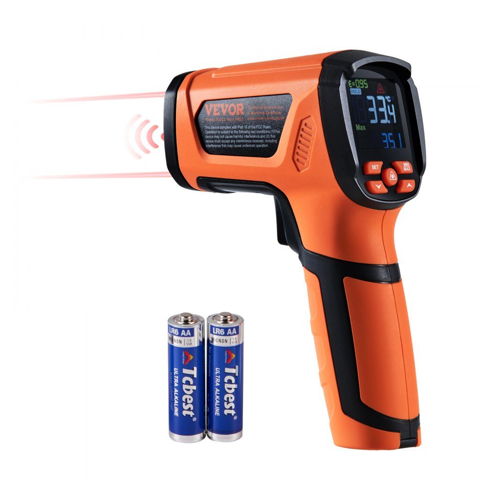 Infrared Thermometer IR 50:1 Pyrometer -40°C to 1500°C Laser Temperature Meter 180x120x60mm Temperature Gauge Non-Human Body Thermometer for Cooking/BBQ/Freezer/Industrial