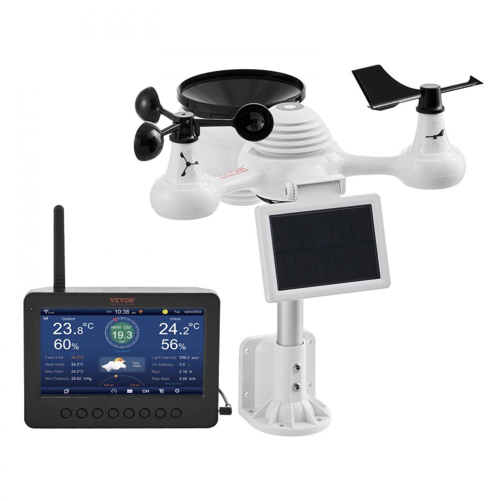7-in-1 WiFi weather station 186 mm (7 inch) TFT display wireless outdoor sensor IPX6