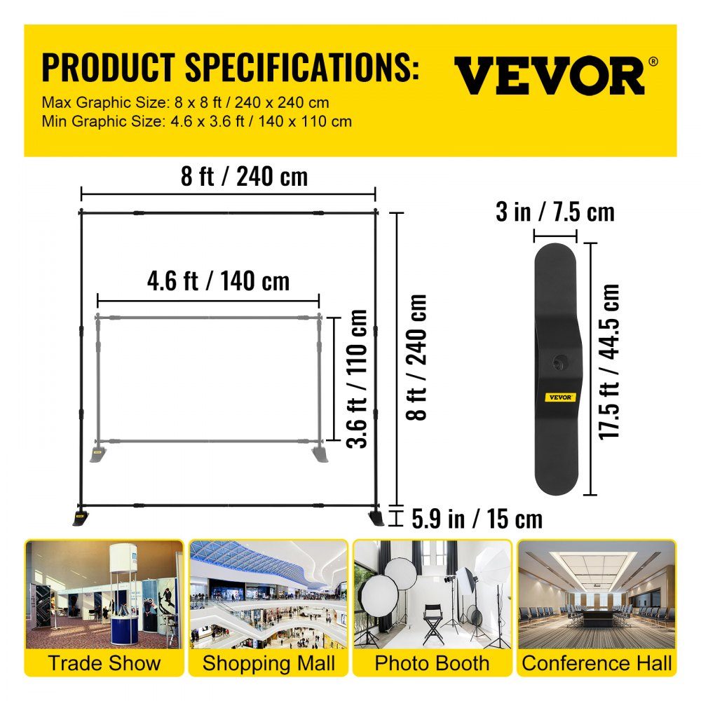 Teleskoprohr-Hintergrundständer DM-ABS-Teleskop-Hintergrundsystem, schwarzer Hintergrundständer aus Aluminiummaterial, geeignet für Feiertagsveranstaltungen, Abendpartys, Werbung