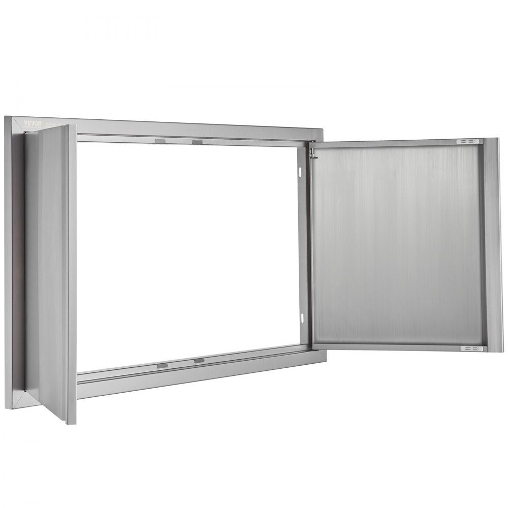 Grilltoegangsdeur 914x534mm Dubbele buitenkeukendeur Inbouw roestvrijstalen deur Verticale muurdeur met intrekbare handgrepen voor grilleiland Grillstation Buitenkast