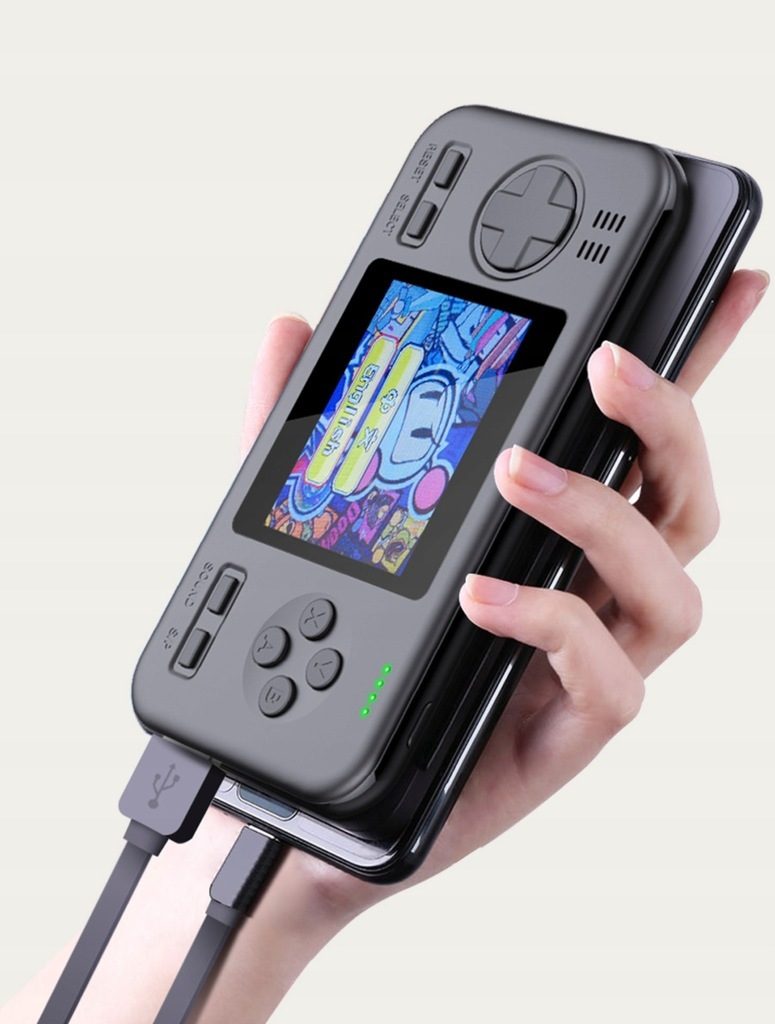 All-in-One Powerbank 8000 mAh + Mini-Retro-Konsole mit 416 Spielen XXL-Starterset FARBE WAHL