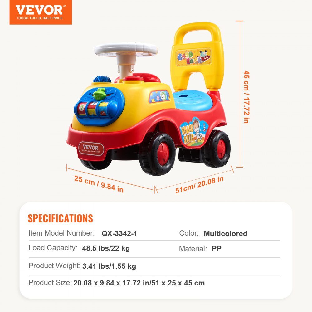 Rutschauto für Kleinkinder im Alter von 1–3 Jahren, Ride Racer, Rutschspielzeug für Kleinkinder zum Sitzen und Stehen, klassisches Rutschauto für Kinder mit Musiklenkrad, Hupe und Stauraum unter dem Sitz, Rutschspielzeug für Jungen und Mädchen