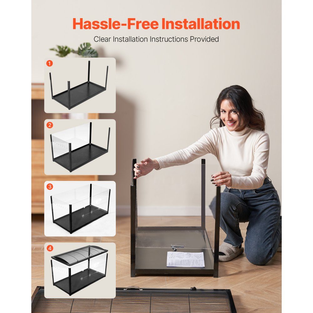 Hamsterkäfig, 360°-Ansicht, transparenter Hamsterlebensraum, Kleintierkäfig, 96 x 47 x 55 cm, belüfteter Mäusekäfig mit Vordertür, Rattenkäfig, tragbares Hamsterhaus für Ratten, Meerschweinchen