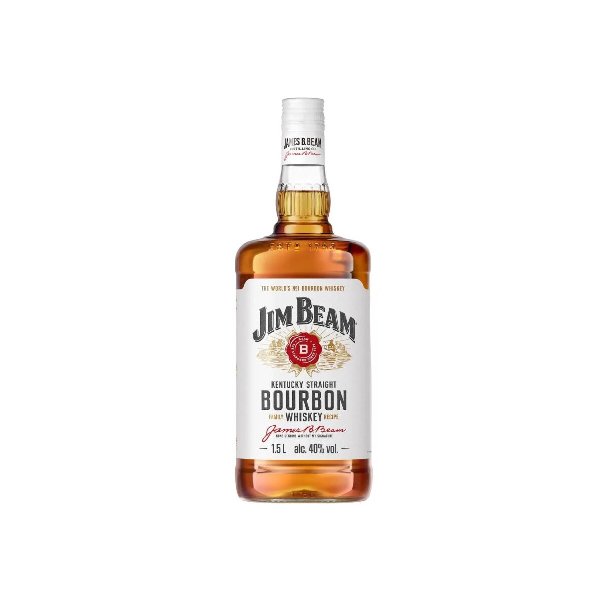 JIM BEAM White Kentucky Straight Bourbon Whisky 1,5 l butelka 40% obj. JIM BEAM White Kentucky Straight Bourbon Whisky 1,5 l butelka 40% obj.