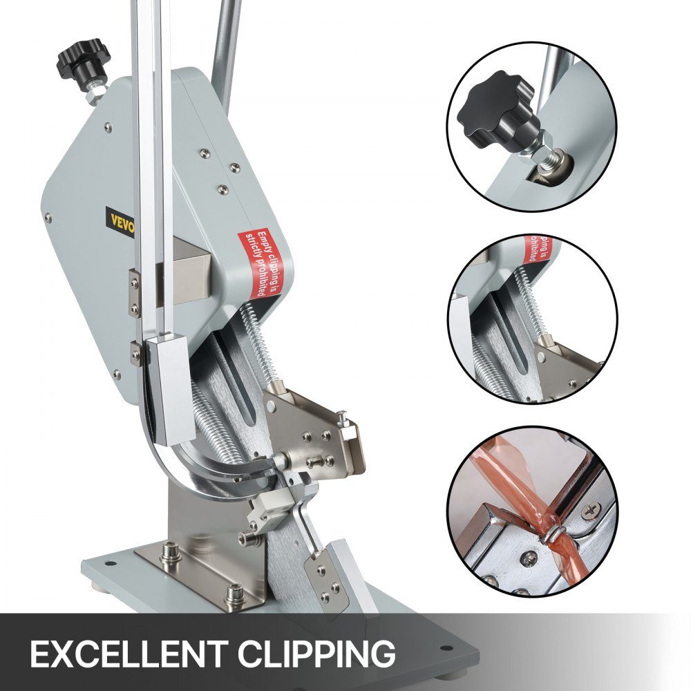 Hoge kwaliteit handmatige U-vormige worstsnijder met een doos met clips (5000 stuks), robuuste A304 broodsnijmachine van fijn staal, opvouwbare voedselsnijder, 37 x 19 x 57 cm