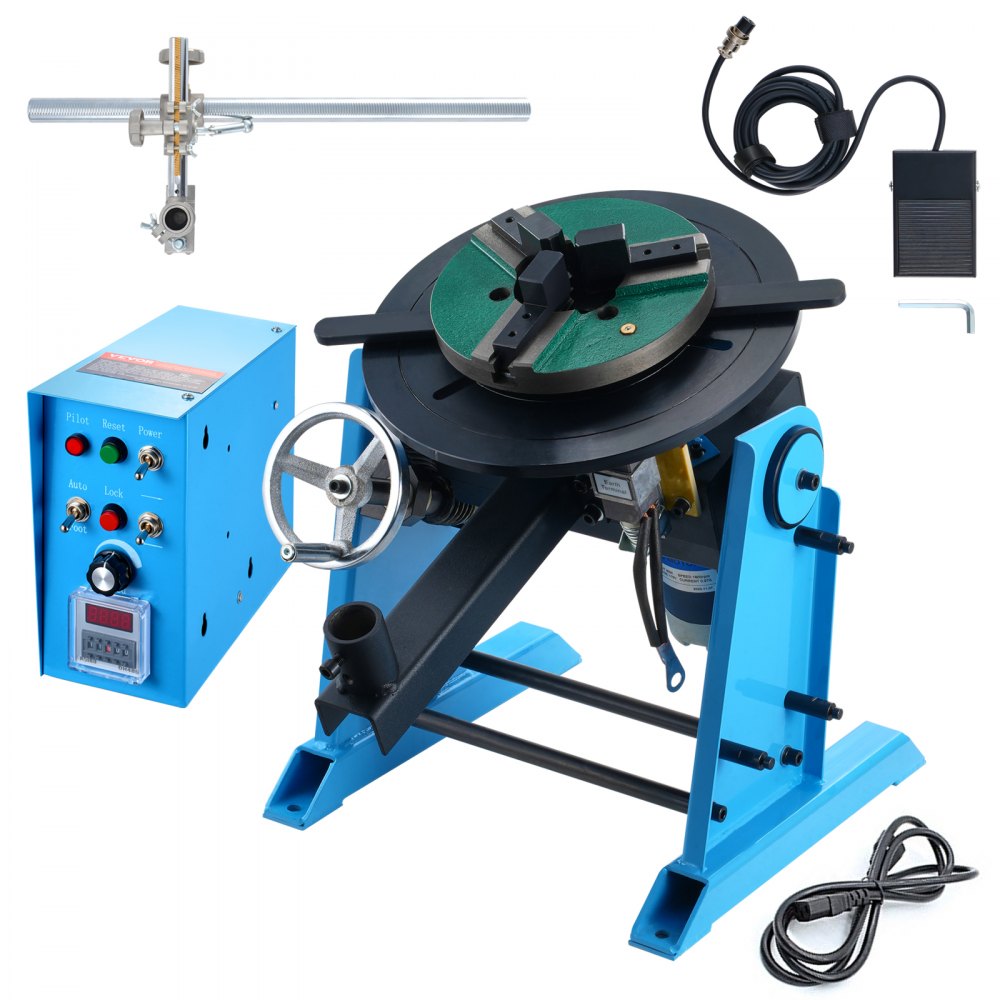 Lasdraaitafel 80 W laspositioneerder 1-12 rpm manipulator 30 kg (horizontaal)/15 kg (verticaal) draaitafel 0-90° kantelhoek KD200 drieklauwplaat voor snijden, slijpen, monteren