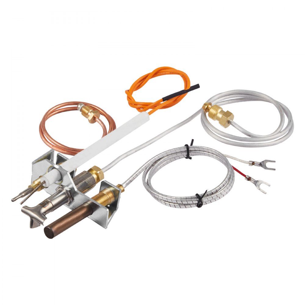 Natural Gas Pilot Burner Assembly, OE 4021-732, 25660 Fireplace Gas Pilot Flame Replacement for Natural Gas Ignition with Ignition Tube, Thermocouple, Thermopile, Wires, Compatible with Heater Models