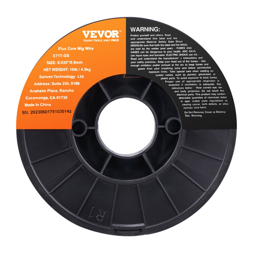 1 roll of cored wire E71T-GS 0.9 mm 4.5 kg MIG/MAG welding wire 200 mm spool diameter welding wire roll 560 Mpa tensile strength cored wire welding without shielding gas 1 roll of cored wire E71T-GS 0.9 mm 4.5 kg MIG/MAG welding wire 200 mm spool diameter welding wire roll 560 Mpa tensile strength cored wire welding without shielding gas