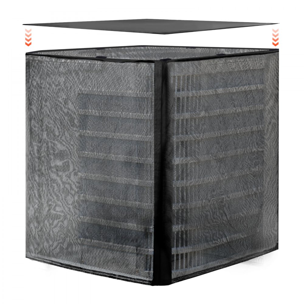 Air Conditioner Cover 711x711x812mm Air Conditioning Protective Cover Dual Layer Removable Roof Waterproof Polyester Universal HVAC Protector for Outdoor Air Conditioners Black