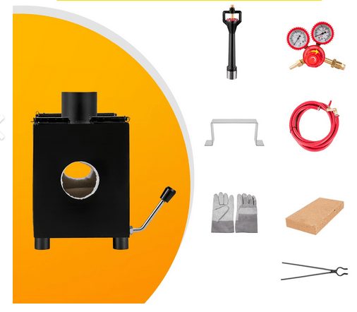 XXL starter set gas forge oven 1300°C two-door burner forge propane gas 3.5L steel