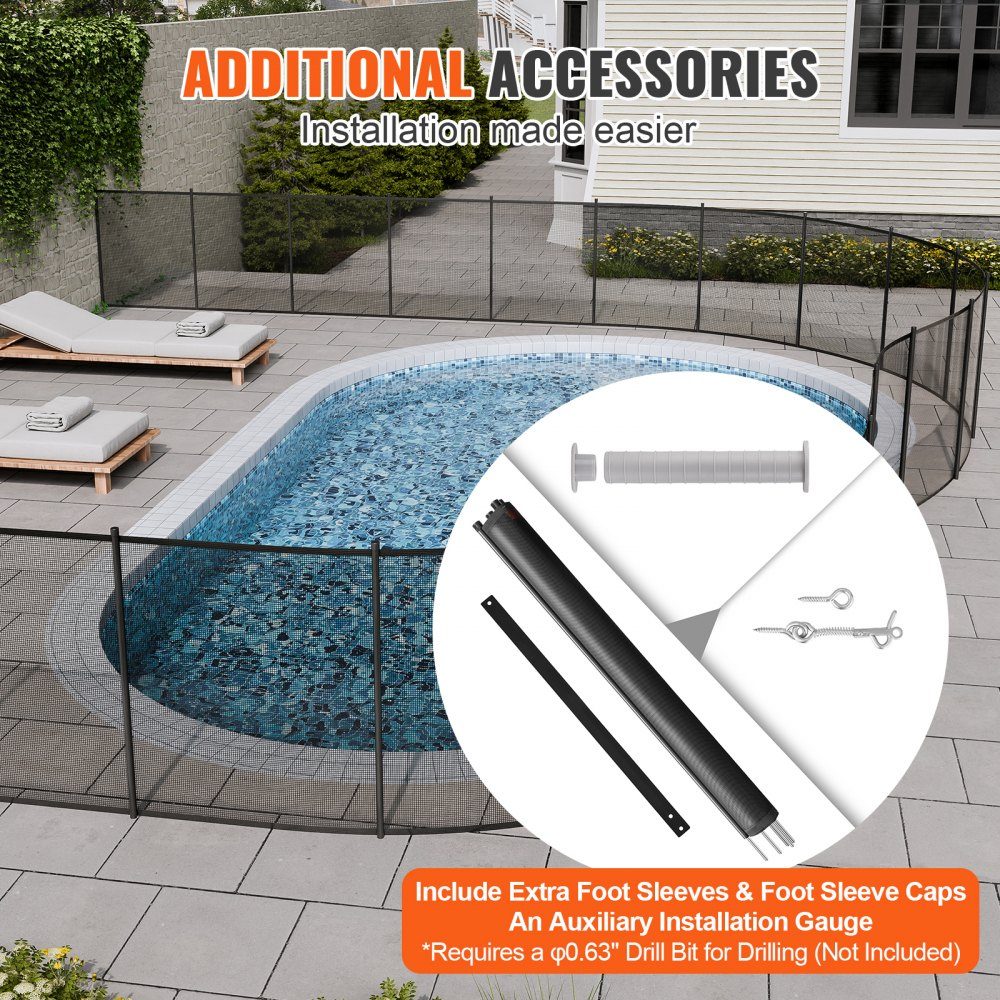 Zwembadhek, 4' x 55', verwijderbare kinderveiligheid zwembadhek, eenvoudige doe-het-zelf-installatie, zwembadhek, 12oz Teslin PVC zwembadheknet, beschermt kinderen en huisdieren