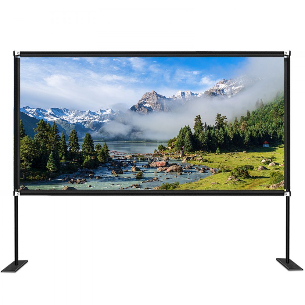 Projection Screen with Stand 15" Portable Movie Screen 16:9 Outdoor Indoor Projector Screen 138" x 80" Mobile Projector Screen 160°