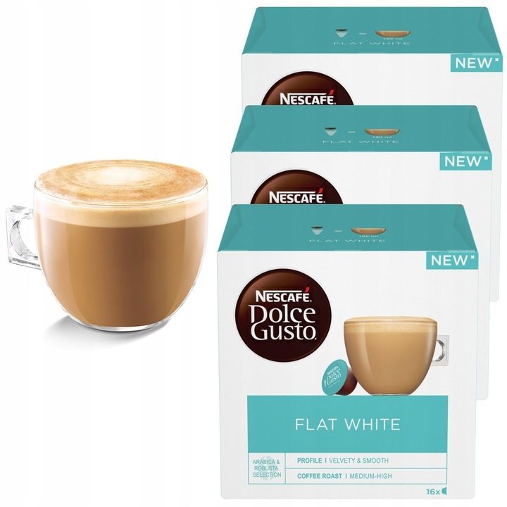 3x Dolce Gusto Flat White Coffee 48 Kapseln 3x16 Stück