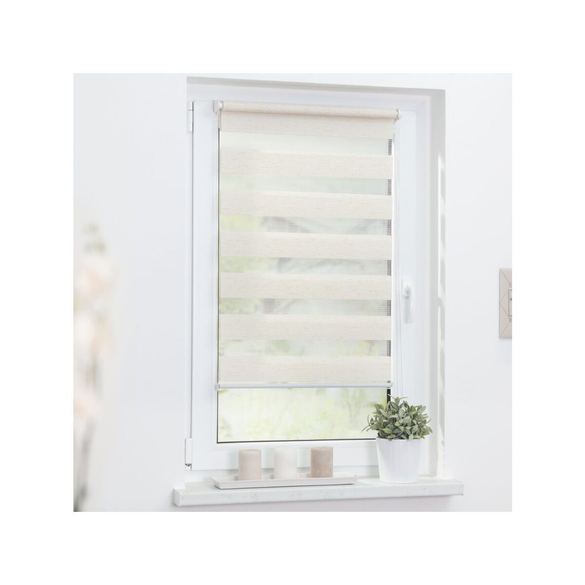 Lichtblick Klemmfix duo roller blind, sun and privacy protection, light regulation, no drilling, 80 x 150 cm, natural