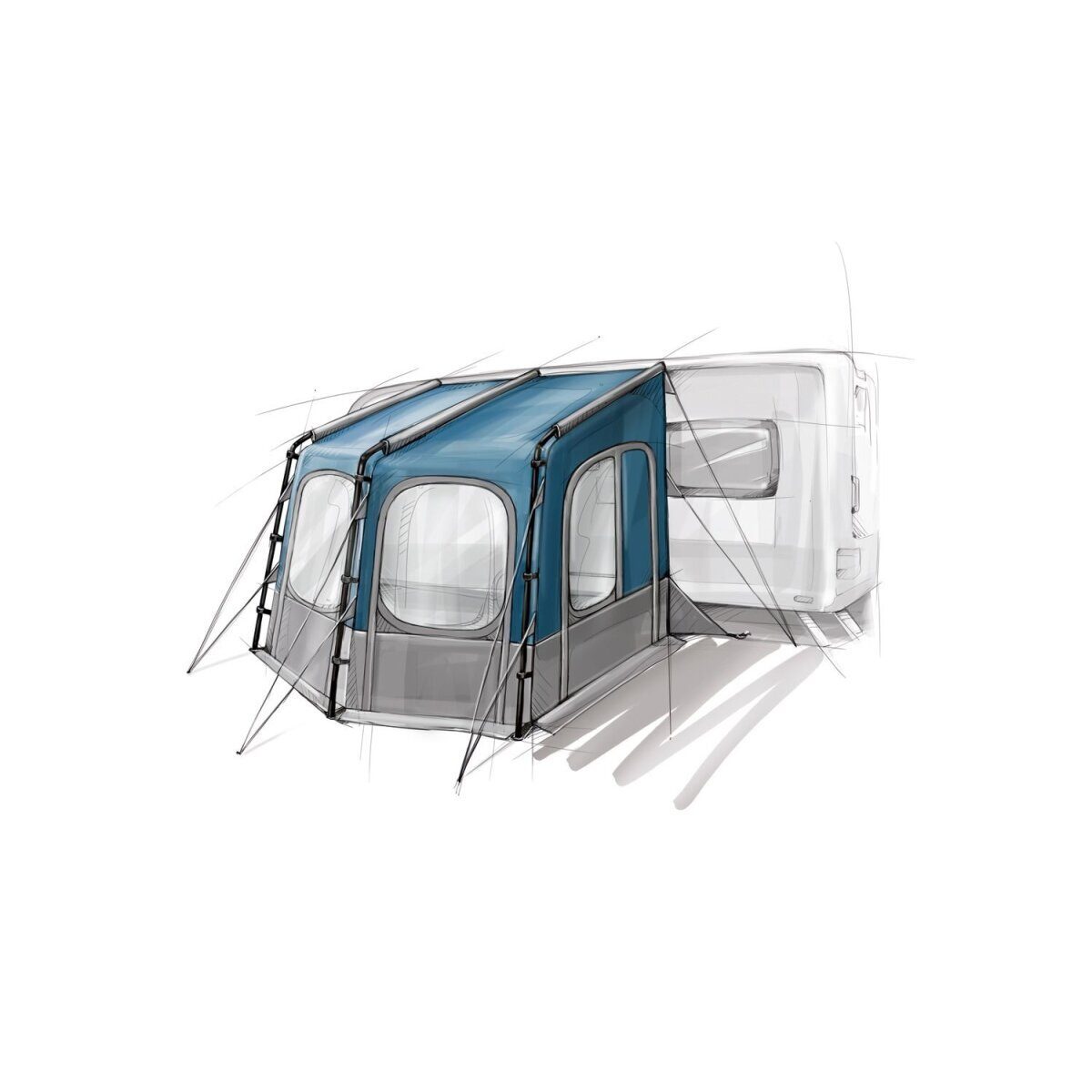CRIVIT® Caravan-Teilmarkise, mit Panoramafenster, blickdichte Vorhänge
