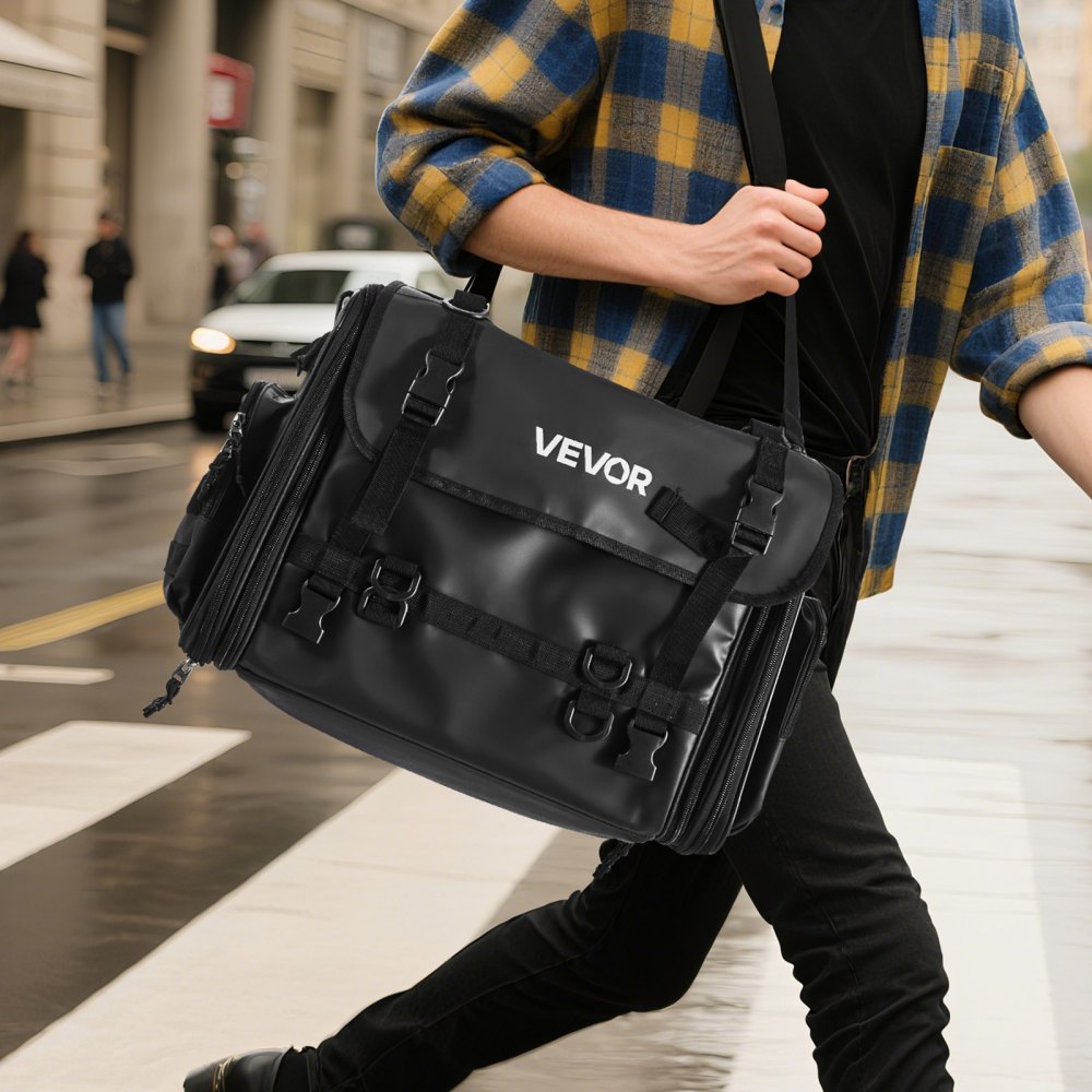 Motorrad-Hecktasche, Rücksitztasche (40–60 l), mit wasserdichtem Regenschutz, Motorrad-Gepäckaufbewahrung, Gepäckträgertasche mit Schultergurt und elastischer Kordel, Motorradgepäck, Schwarz Motorrad-Hecktasche, Rücksitztasche (40–60 l), mit wasserdichtem Regenschutz, Motorrad-Gepäckaufbewahrung, Gepäckträgertasche mit Schultergurt und elastischer Kordel, Motorradgepäck, Schwarz