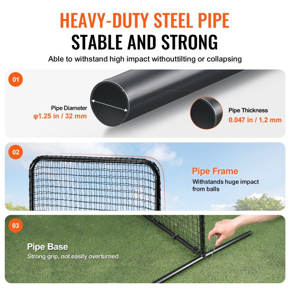 L Shape Baseball for Batting Cage, 84" x 38" x 84" Baseball and Softball Safety Umbrella, Portable Batting Net with Carry Bag and Ground Spikes, Pitching Net to Protect Pitchers, Black