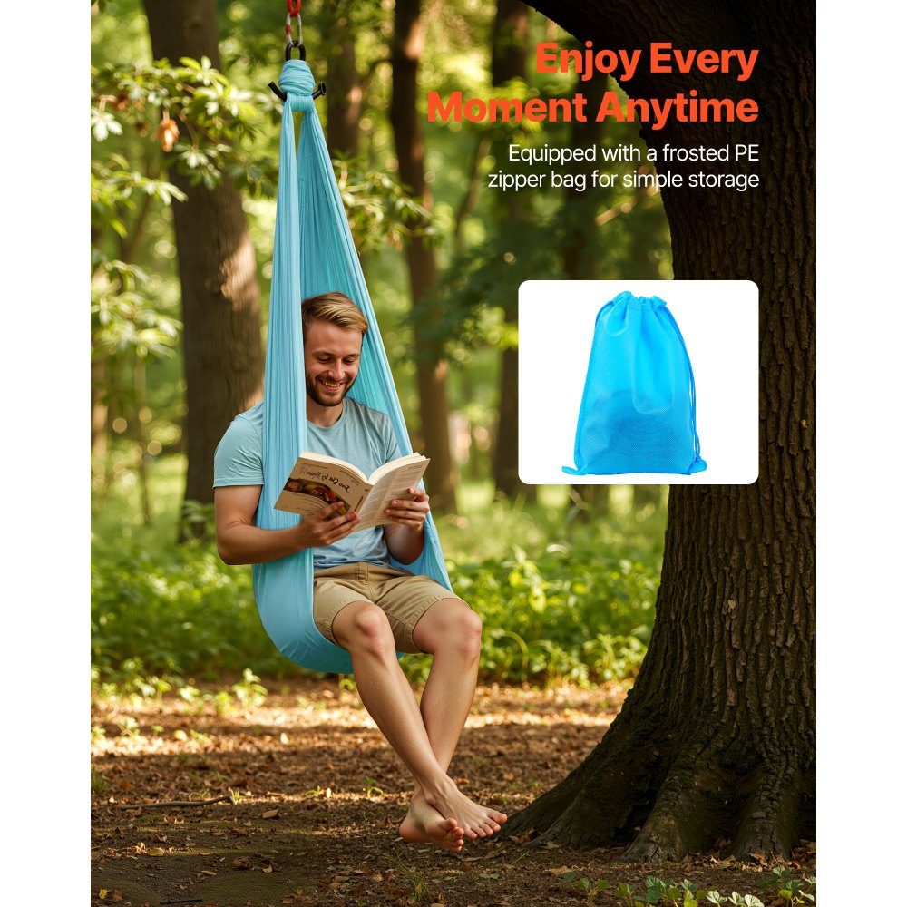 Aerial Yoga Hammock, Maximum Load 300lbs, Yoga Swing with Nylon Fabric, Daisy Rope and PE Zipper Bag, Gymnastics Swings, Dual Function, Anti-Gravity Exercises, Blue