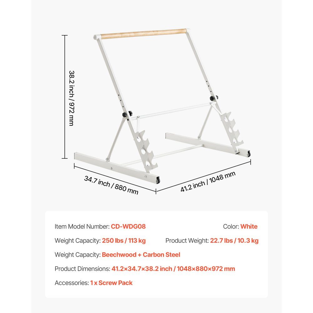 Barre de danse Ballet Bar, barre d'étirement en bois réglable en hauteur (4 niveaux / 812,8-965,2 mm) pour exercices de ballet, entraînement d'équilibre, exercices de relaxation, exercices de yoga