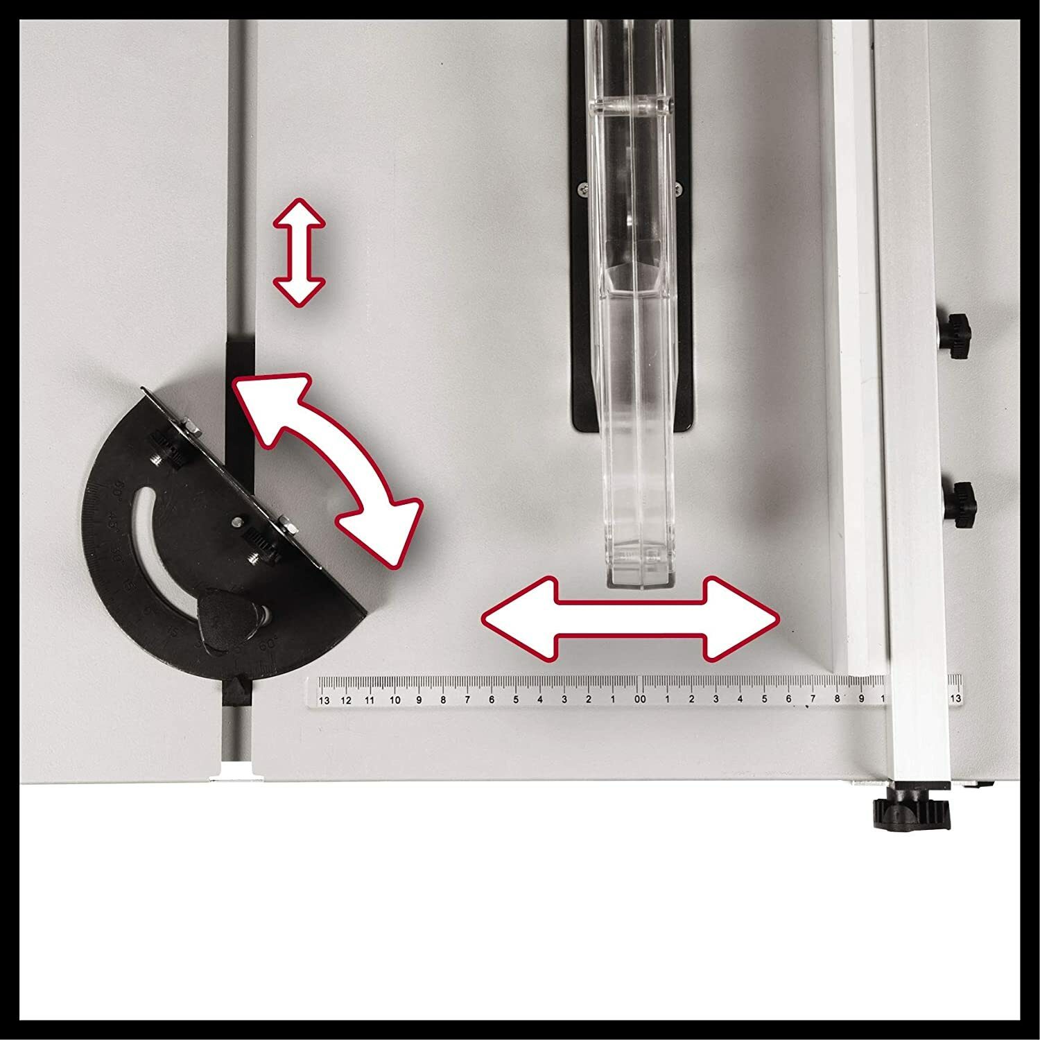 Einhell Tischkreissäge TC-TS 210 (max. 1200 W, Ø 210 x 30 Sägeblatt, Überlastschalter, Parallelanschlag mit Klemme, Winkelanschlag +/- 60°, Sägeblatt höhenverstellbar + neigbar 45°, Absaugadapter)