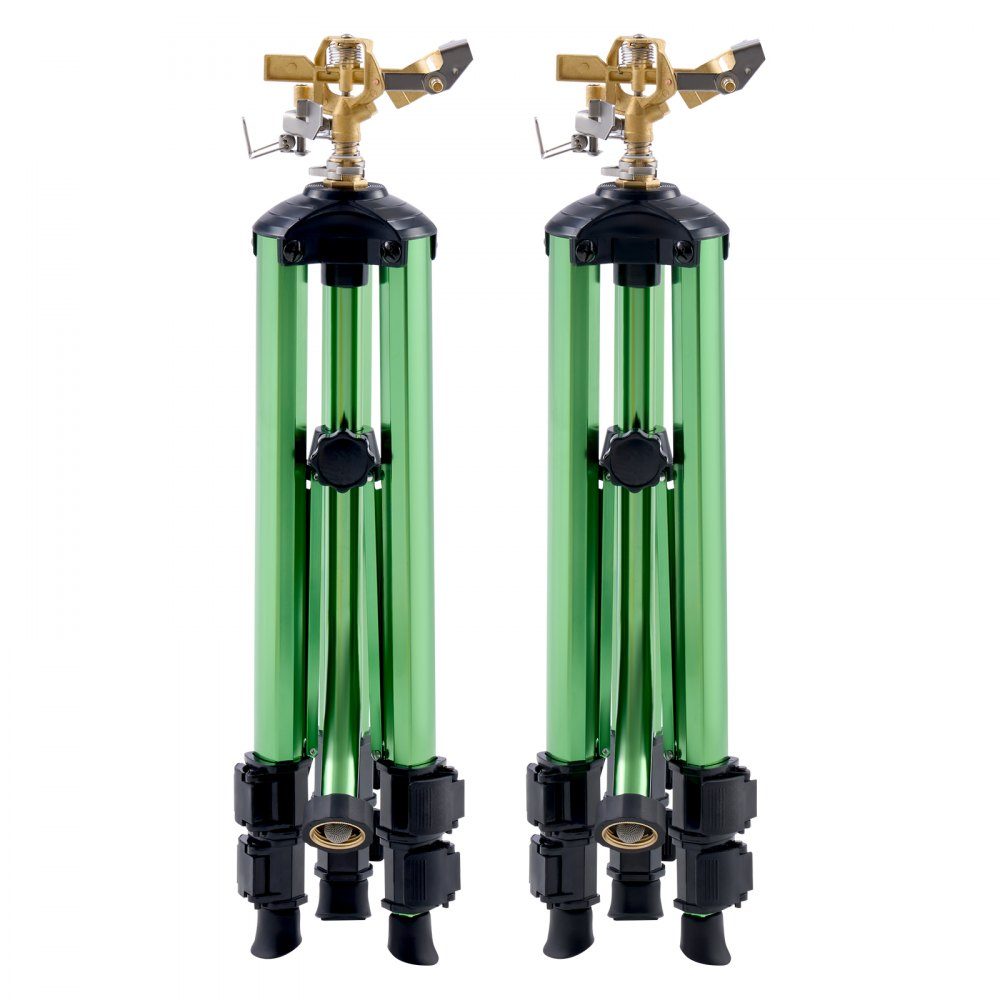 Sprinkler-Teleskopstativ, 2er-Set mit Messingkopf und G3/4-Zoll-Anschluss, 360-Grad-Hochleistungs-Rasensprinkler für große Flächen, verstellbare Höhe 430 mm, 686 mm, 940 mm für den Hof