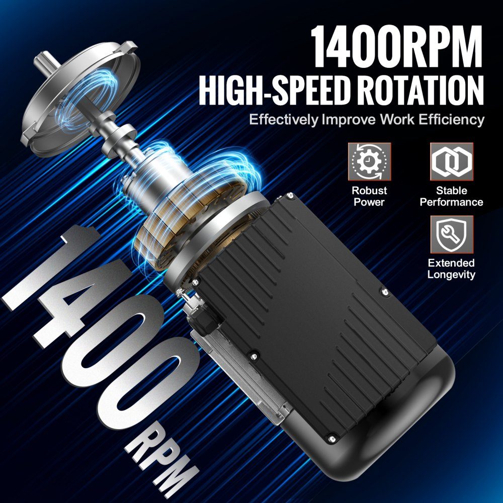 0,55 kW Elektromotor 1400 U/min AC 220–240 V 4,5 A 80 B3 Rahmen Luftkompressormotor einphasig 19 mm Keilwelle Rechts-/Linksdrehung für landwirtschaftliche Maschinen und allgemeine Geräte