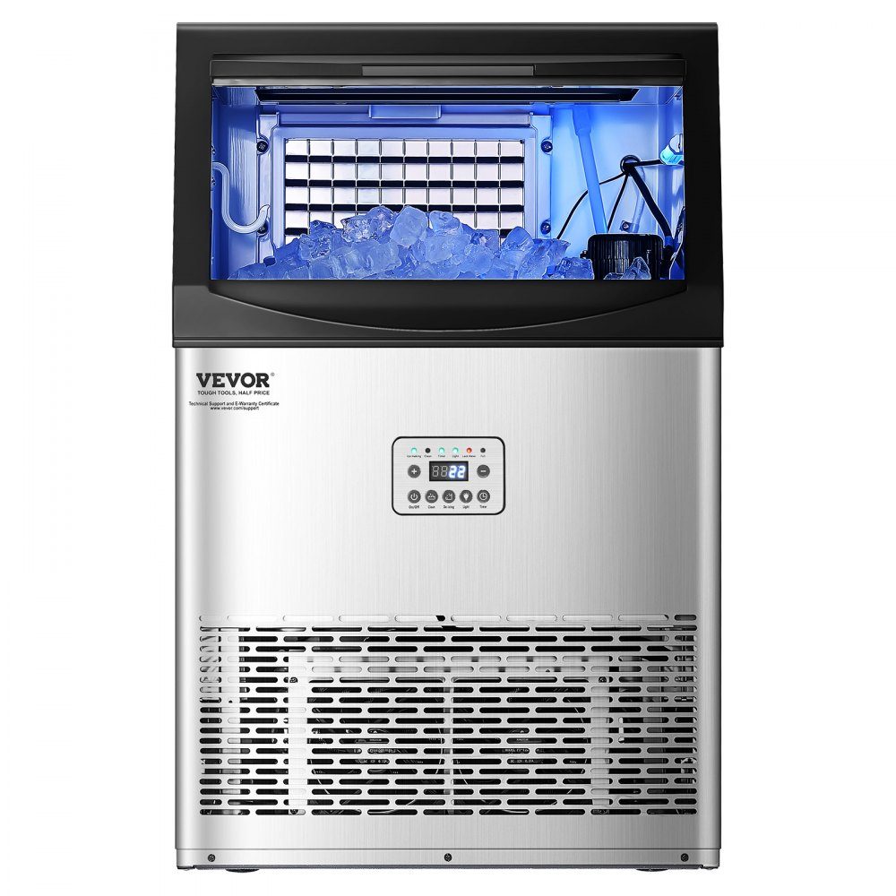 Kommerzielle Eismaschine (40,82 kg/Tag), Eismaschine mit 14,97 kg Speicherkapazität, 50 Eiswürfel in 15 Minuten, LED-Digitalanzeige, freistehend, selbstreinigend, für Bar, Büro, Restaurant