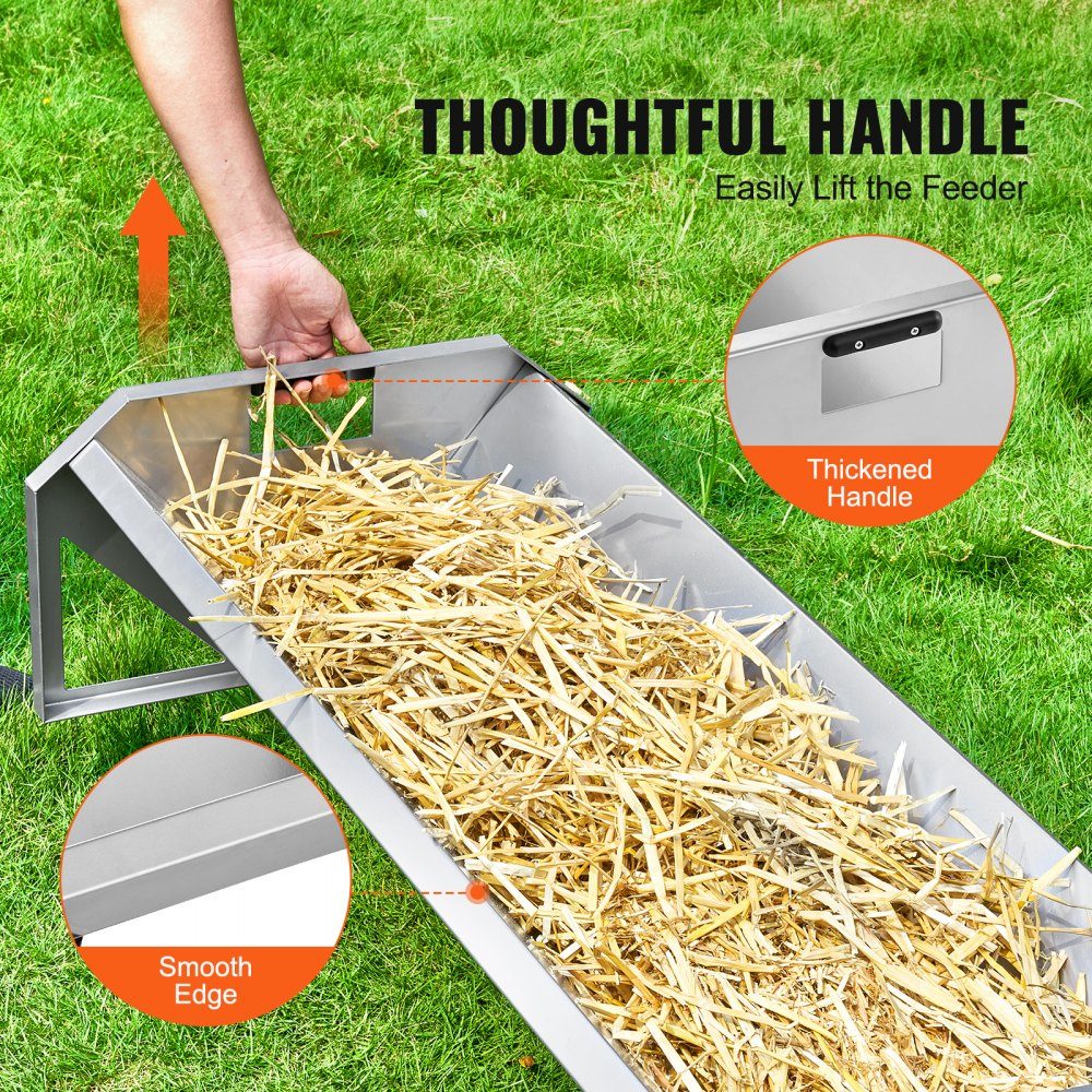 Farm Animal Feeding Trough 114 x 49 x 28 cm Feeding Rack Heavy Duty Steel Hay Rack Galvanized Steel Sheep Feeding Trough for Feeding Horses Sheep Pigsty Feeder