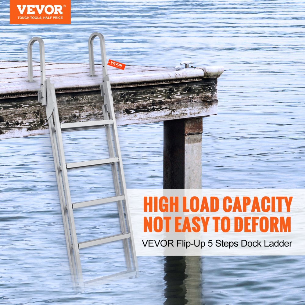 Dock Ladder Fold Up 5 Step 300lb Aluminum Pontoon Boat Ladder with Wide Step and Non-Slip Rungs Swimming Step Ladder for Boarding Ships/Lake/Pools/Ocean Dock Ladder Fold Up 5 Step 300lb Aluminum Pontoon Boat Ladder with Wide Step and Non-Slip Rungs Swimming Step Ladder for Boarding Ships/Lake/Pools/Ocean