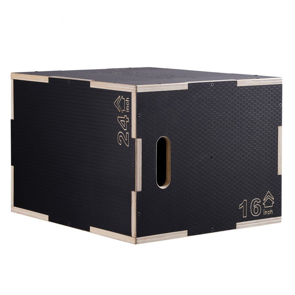 3 in 1 Plyometric Jump Box 24/20/16 Inch Plyo Box, Jump Box Jump Box 204kg Load Capacity, Fitness Exercise Step Up Box for Home Training, Jump Strength Training, Black, Height Adjustable