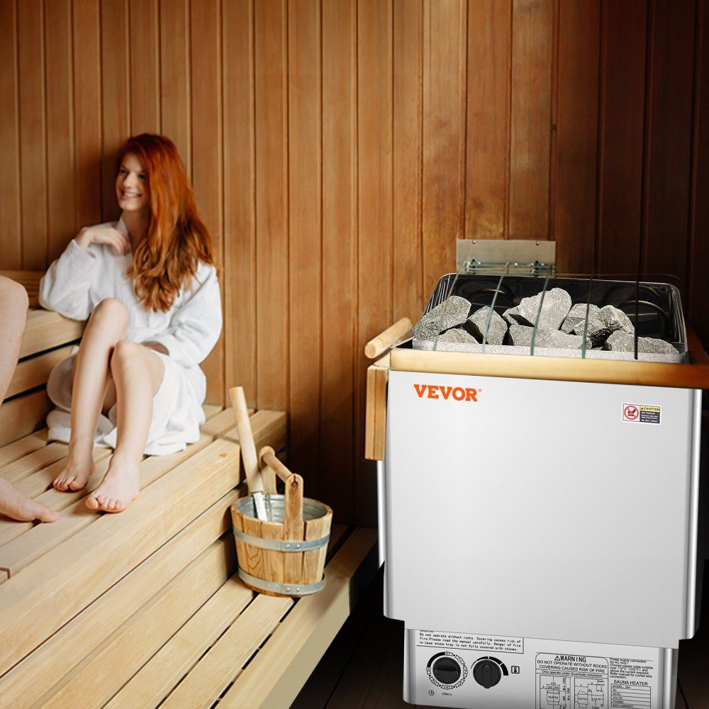 Elektrische saunakachel 8KW 400V 3N draagbare saunakachel voor binnen en buiten met 3 uur timer ingebouwde bediening voor 8-12m3 commerciële hotel spa-douche 430 roestvrij staal