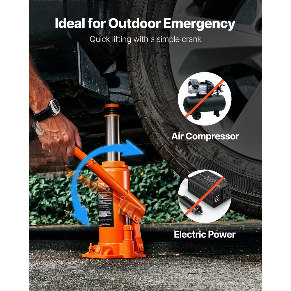 Cric bouteille hydraulique d'une capacité de 10 T, plage de levage de 235 à 470 mm, cric bouteille avec système de soudage pour la réparation de voitures SUV, pick-up, cric orange haute performance