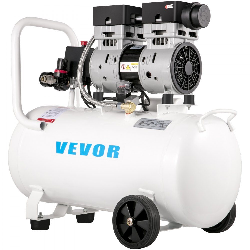 Whisper compressor 50 L, quiet oil-free compressor 750 W, oil-free air compressor 68 dB, compressed air compressor 230 V, quiet compressed air boiler 170 L/min exhaust air volume, with built-in exhaust fan
