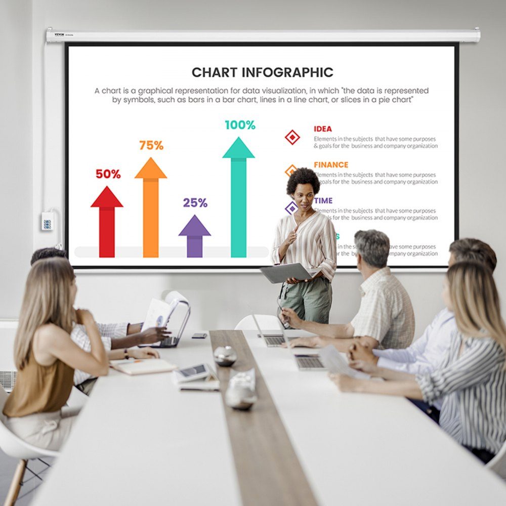 Motorized Projector Screen, 100 Inch 16:9 4K 1080 HD Electric Projector Screen, Automatic Projection Screen with Remote Control, Wall Mounted Cinema Screen for Family Home Office Theater