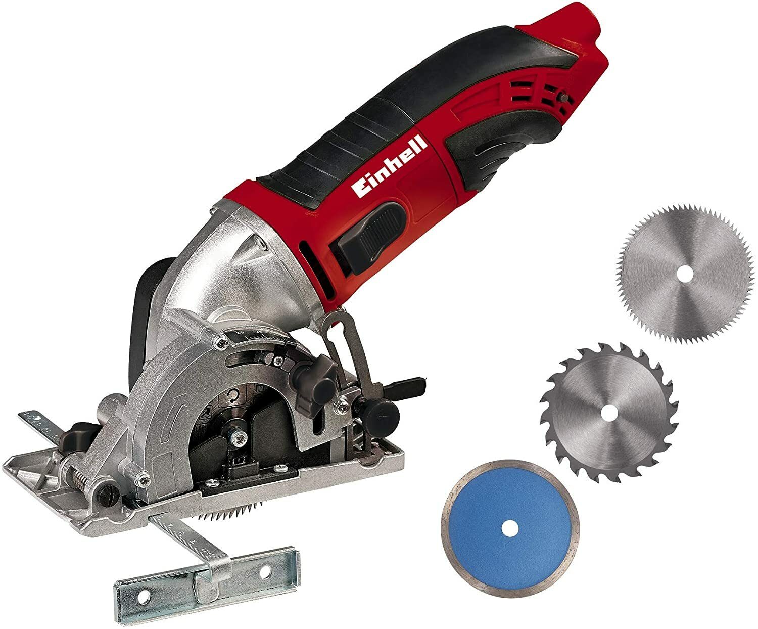 Einhell mini circular saw set TC-CS 860 (450 W, max. 23 mm, saw blade Ø 85 mm, suction adapter, rip fence, 2 saw blades, 1 diamond cutting disc, case)