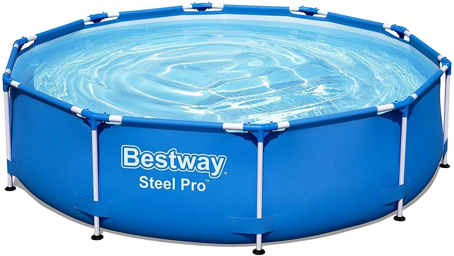 #TAGESDEAL# Bestway Steel Pro Frame Pool 305 x 76 cm mit Pumpe rund blau XXXL Starterset